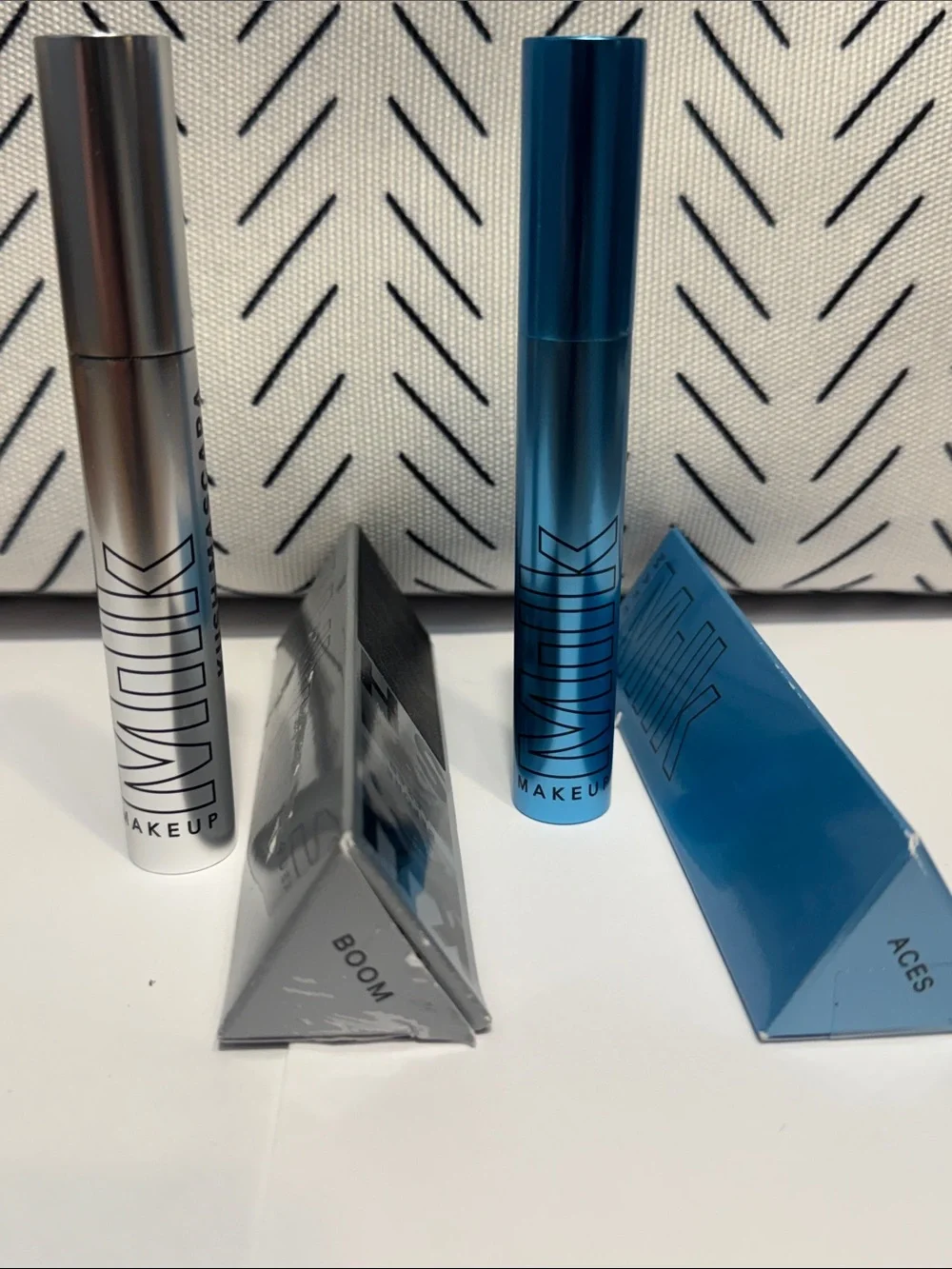Milk Makeup Silver and Blue Mascara Tubes- Boom and Aces
